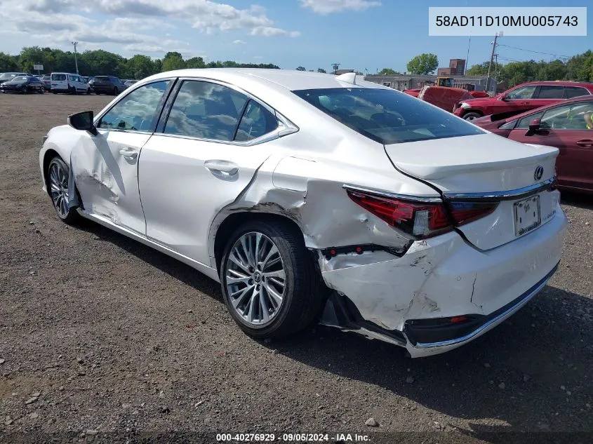 58AD11D10MU005743 2021 Lexus Es 250