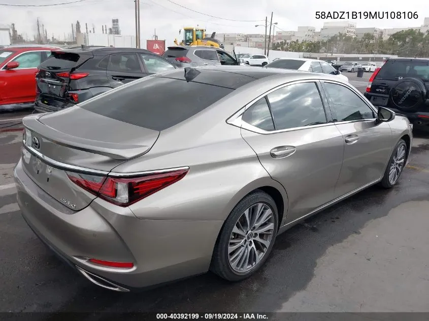 2021 Lexus Es 350 VIN: 58ADZ1B19MU108106 Lot: 40392199