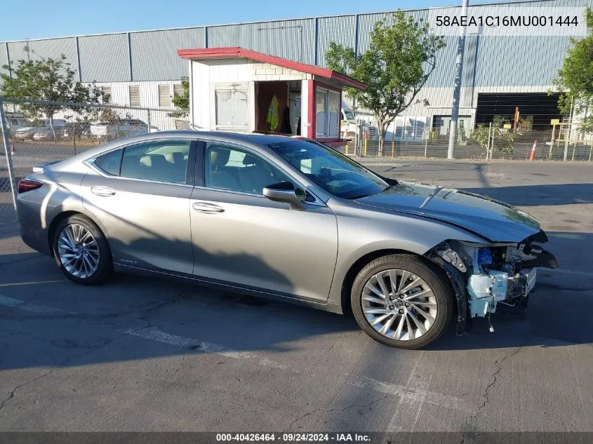 2021 Lexus Es 300H Luxury VIN: 58AEA1C16MU001444 Lot: 40426464