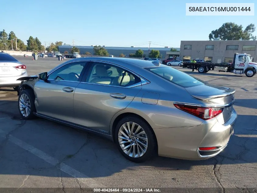 2021 Lexus Es 300H Luxury VIN: 58AEA1C16MU001444 Lot: 40426464