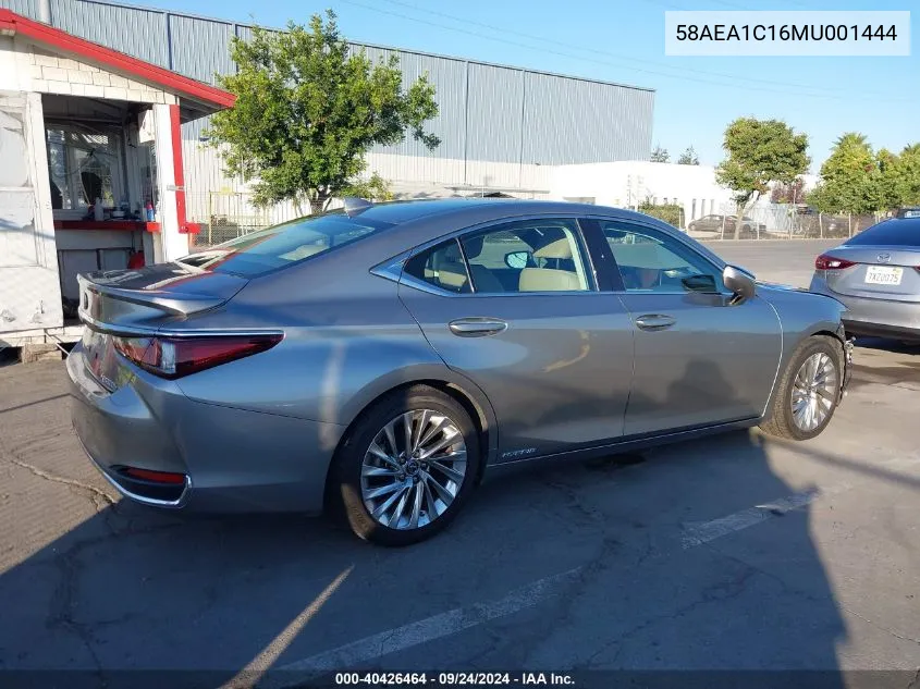 2021 Lexus Es 300H Luxury VIN: 58AEA1C16MU001444 Lot: 40426464