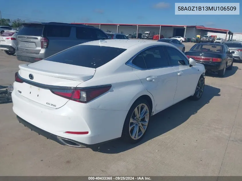 2021 Lexus Es 350 F Sport VIN: 58AGZ1B13MU106509 Lot: 40433365