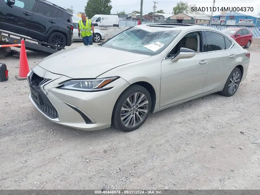 2021 Lexus Es 250 VIN: 58AD11D14MU004370 Lot: 40446978