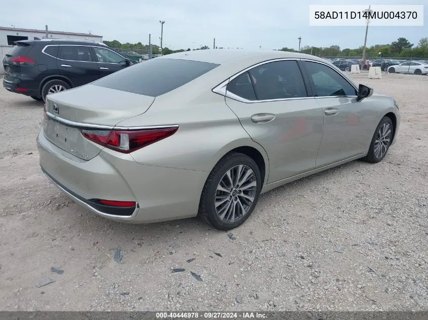 58AD11D14MU004370 2021 Lexus Es 250