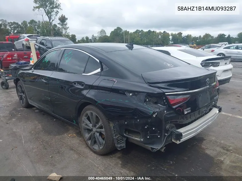 2021 Lexus Es 350 F Sport VIN: 58AHZ1B14MU093287 Lot: 40465049