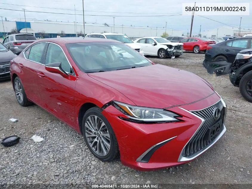 2021 Lexus Es 250 VIN: 58AD11D19MU002243 Lot: 40465471