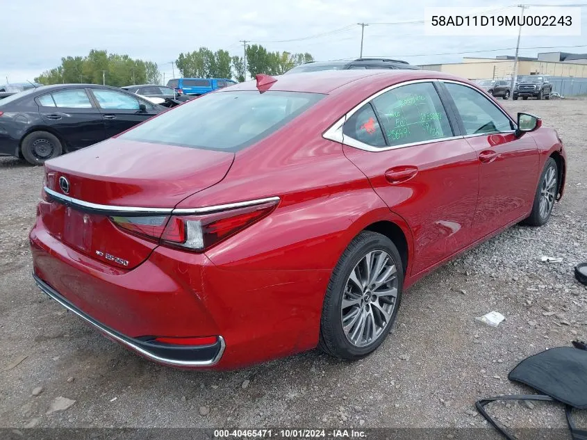 2021 Lexus Es 250 VIN: 58AD11D19MU002243 Lot: 40465471