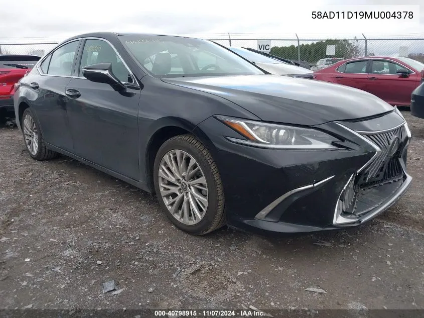 2021 Lexus Es 250 VIN: 58AD11D19MU004378 Lot: 40798915