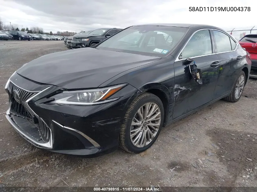 2021 Lexus Es 250 VIN: 58AD11D19MU004378 Lot: 40798915