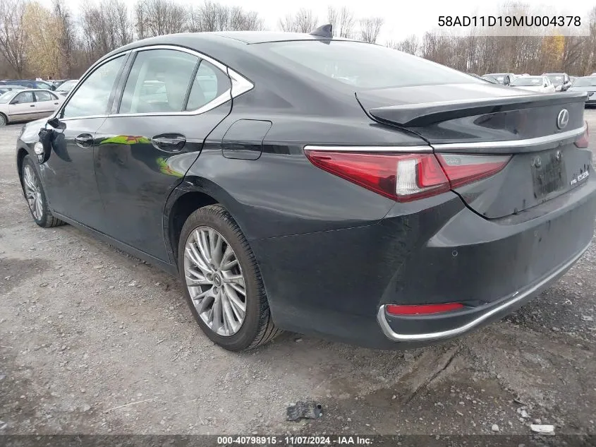 2021 Lexus Es 250 VIN: 58AD11D19MU004378 Lot: 40798915