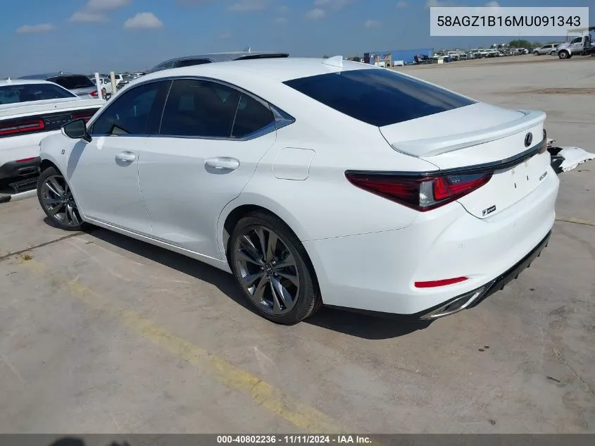 2021 Lexus Es 350 F Sport VIN: 58AGZ1B16MU091343 Lot: 40802236