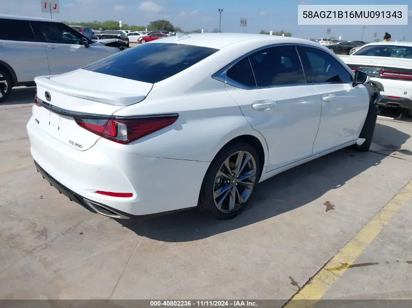 2021 Lexus Es 350 F Sport VIN: 58AGZ1B16MU091343 Lot: 40802236