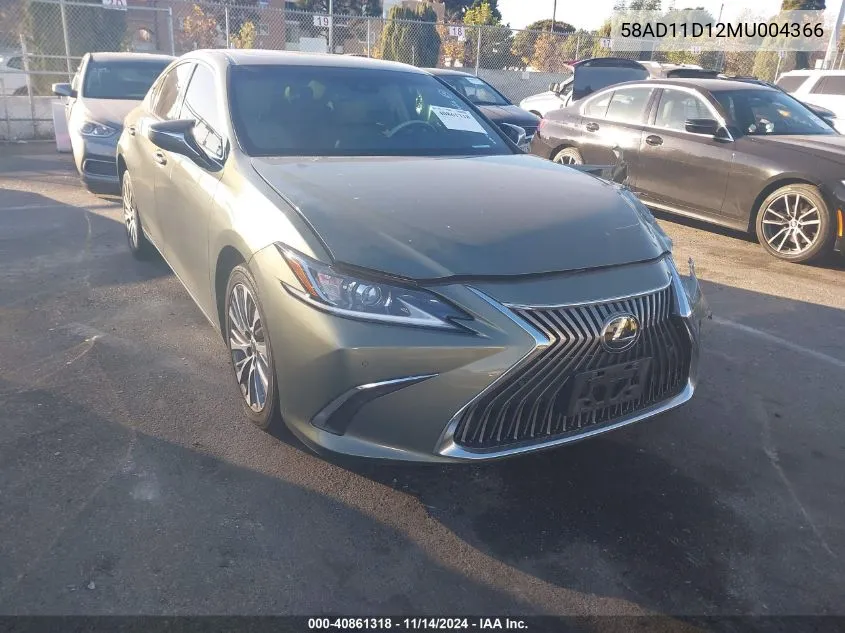 2021 Lexus Es 250 VIN: 58AD11D12MU004366 Lot: 40861318