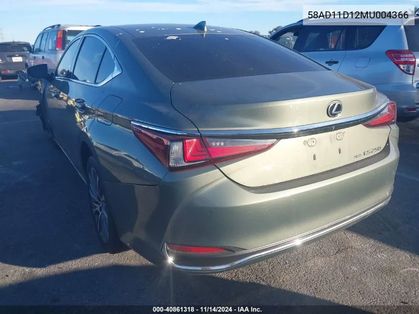 2021 Lexus Es 250 VIN: 58AD11D12MU004366 Lot: 40861318