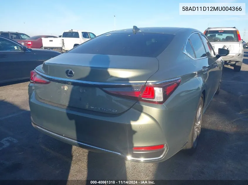 2021 Lexus Es 250 VIN: 58AD11D12MU004366 Lot: 40861318