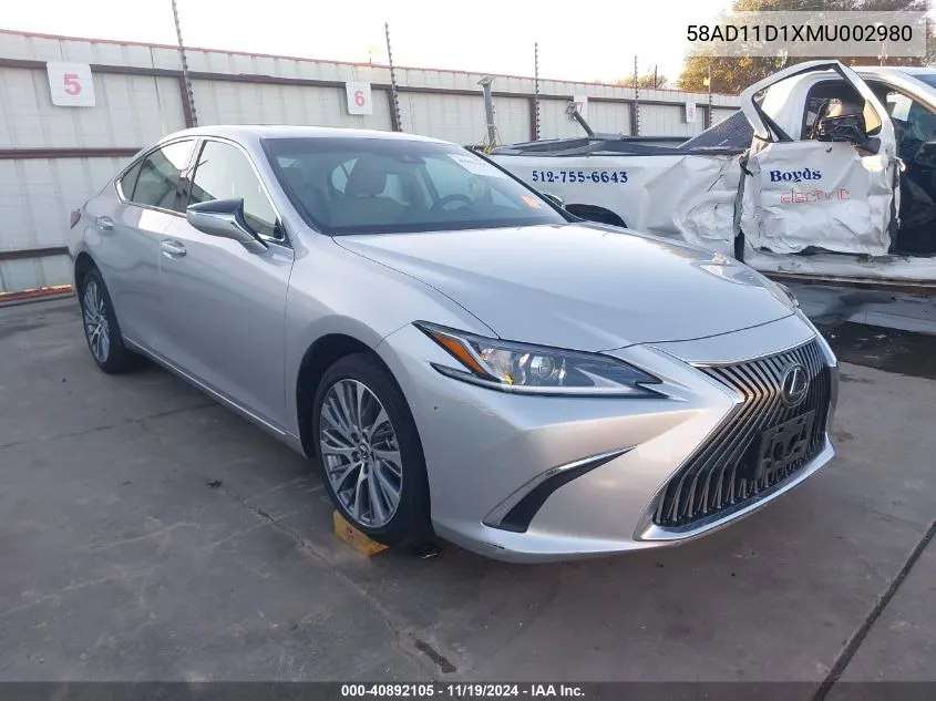 2021 Lexus Es 250 VIN: 58AD11D1XMU002980 Lot: 40892105