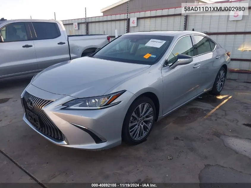 2021 Lexus Es 250 VIN: 58AD11D1XMU002980 Lot: 40892105