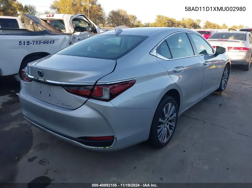 2021 Lexus Es 250 VIN: 58AD11D1XMU002980 Lot: 40892105