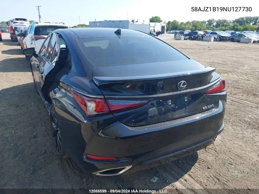 2022 Lexus Es 350 350 VIN: 58AJZ1B19NU127730 Lot: 12088599