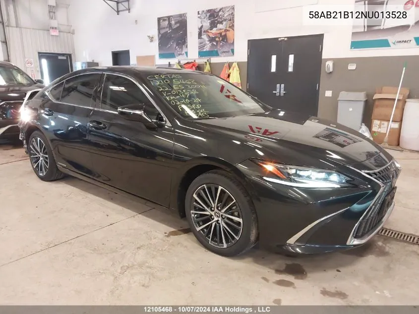 2022 Lexus Es 300H 300H VIN: 58AB21B12NU013528 Lot: 12105468