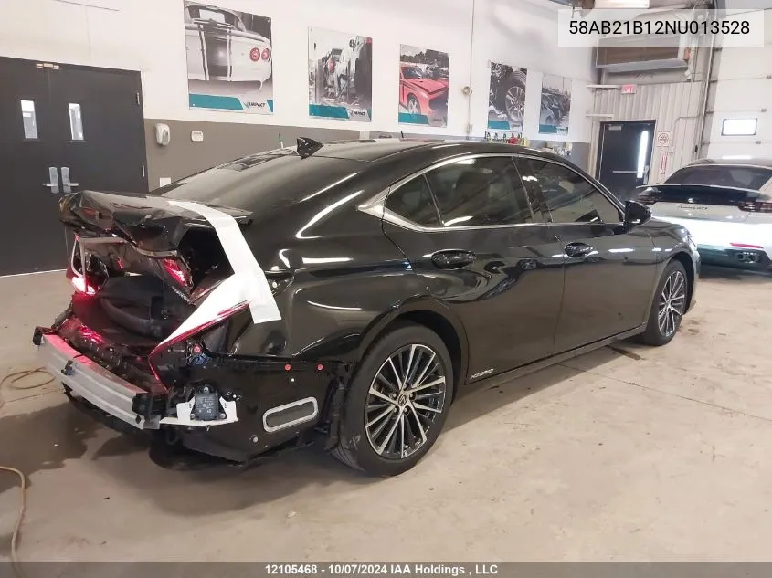 2022 Lexus Es 300H 300H VIN: 58AB21B12NU013528 Lot: 12105468