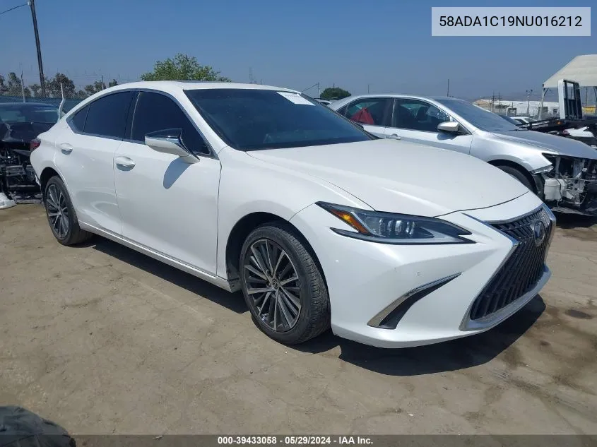 2022 Lexus Es 300H VIN: 58ADA1C19NU016212 Lot: 39433058