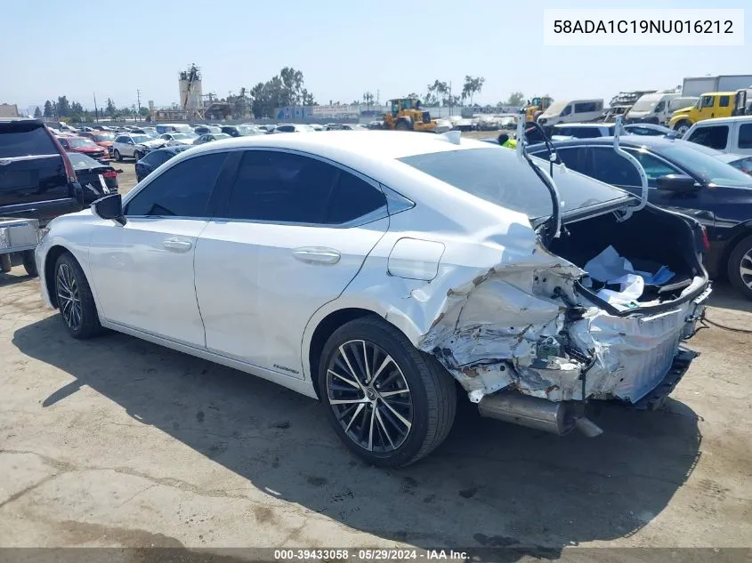 2022 Lexus Es 300H VIN: 58ADA1C19NU016212 Lot: 39433058