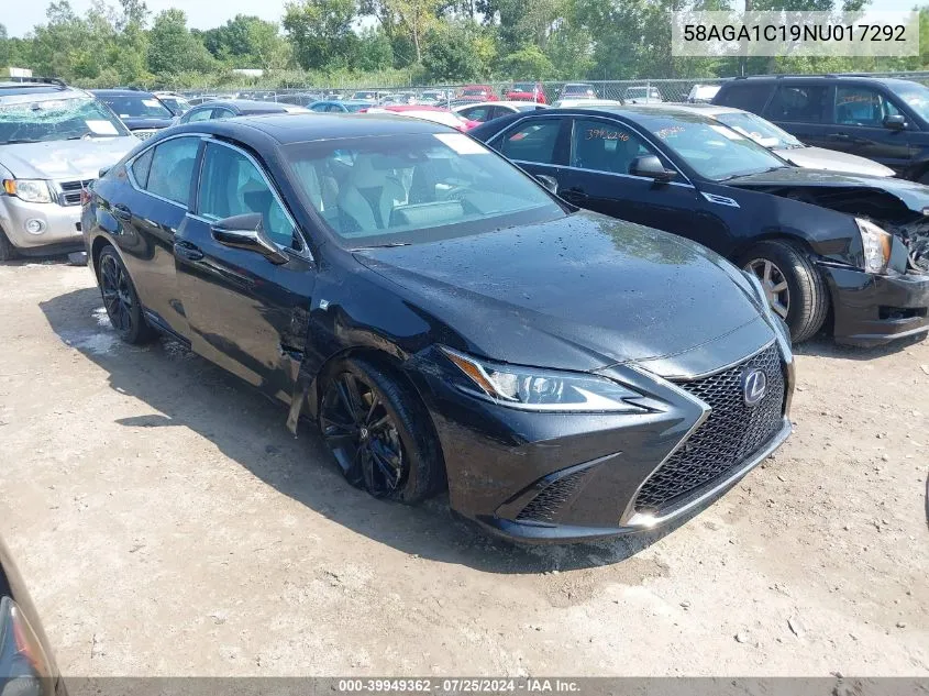 2022 Lexus Es 300H F Sport VIN: 58AGA1C19NU017292 Lot: 39949362