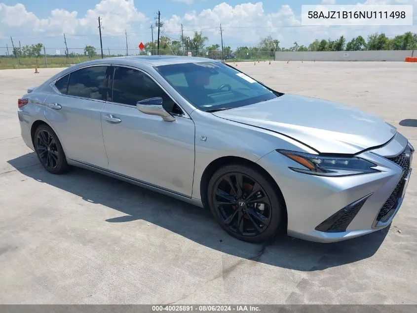 2022 Lexus Es 350 F Sport VIN: 58AJZ1B16NU111498 Lot: 40025891