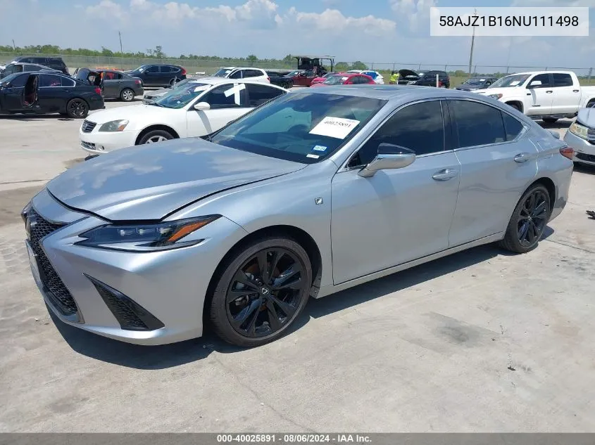 2022 Lexus Es 350 F Sport VIN: 58AJZ1B16NU111498 Lot: 40025891