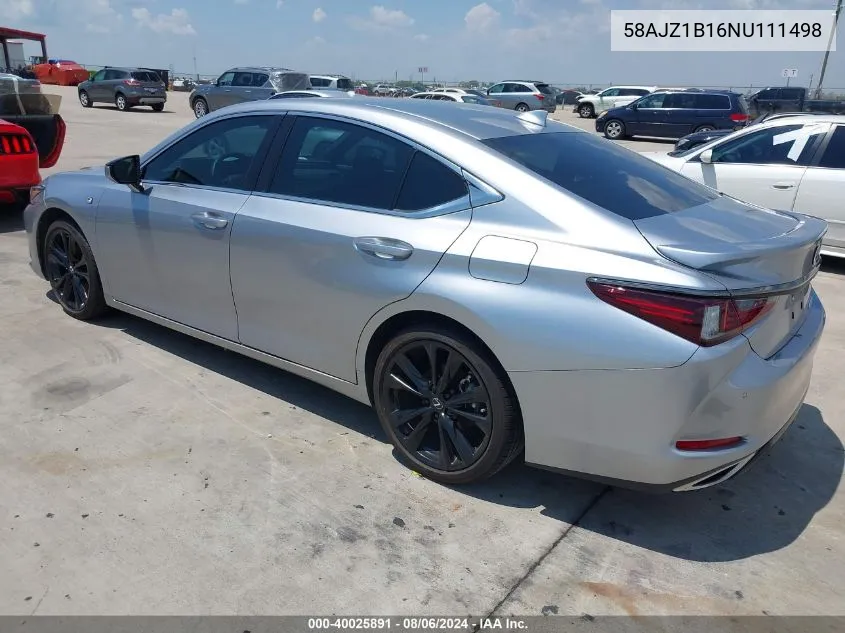 2022 Lexus Es 350 F Sport VIN: 58AJZ1B16NU111498 Lot: 40025891