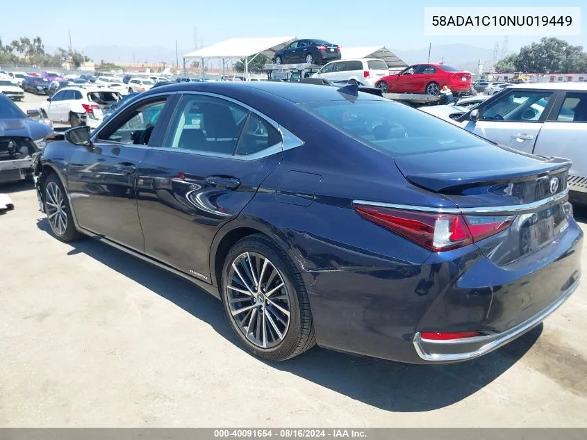 2022 Lexus Es 300H VIN: 58ADA1C10NU019449 Lot: 40091654