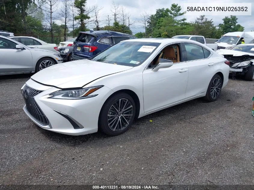 2022 Lexus Es 300H VIN: 58ADA1C19NU026352 Lot: 40113231