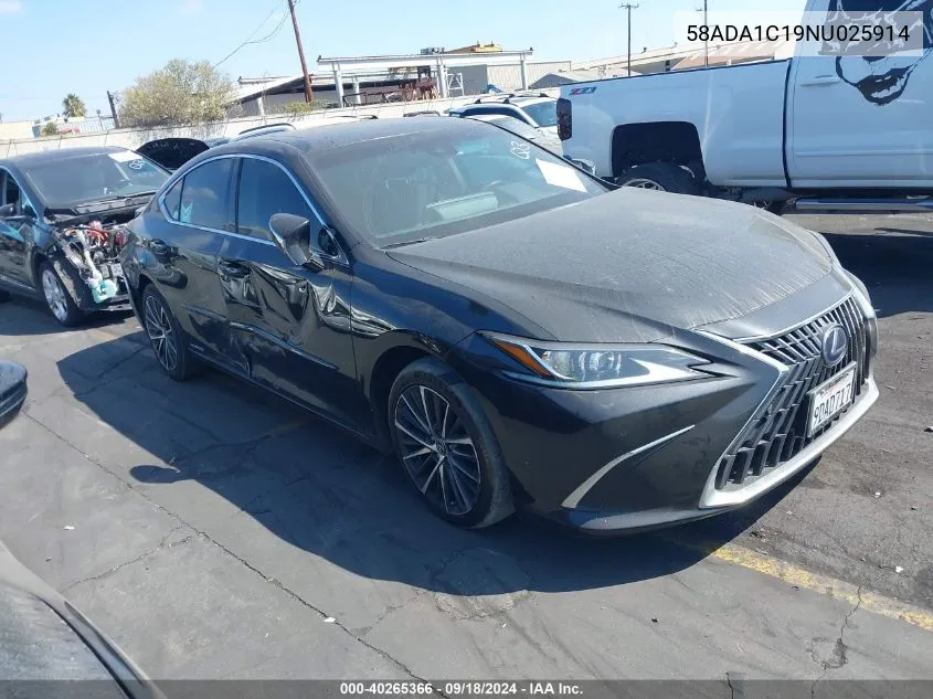 2022 Lexus Es 300H VIN: 58ADA1C19NU025914 Lot: 40265366