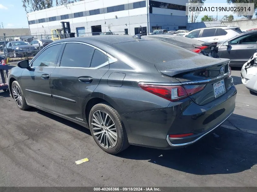 2022 Lexus Es 300H VIN: 58ADA1C19NU025914 Lot: 40265366