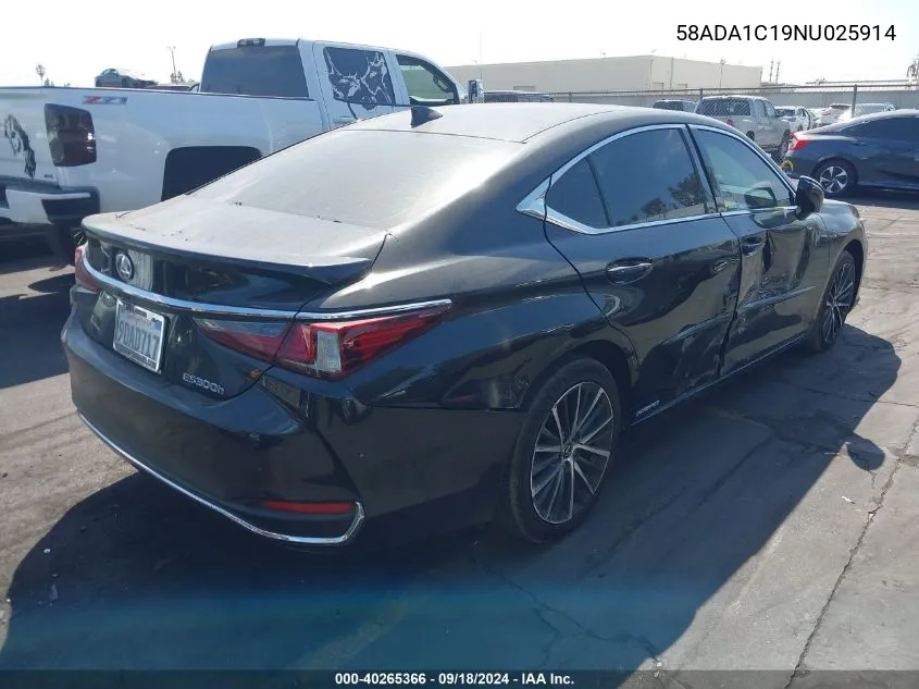 2022 Lexus Es 300H VIN: 58ADA1C19NU025914 Lot: 40265366