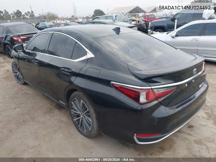 2022 Lexus Es 300H VIN: 58ADA1C14NU024492 Lot: 40402961