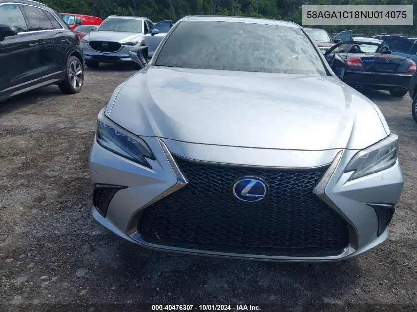 2022 Lexus Es 300H 300H Base/300H Luxury/300 VIN: 58AGA1C18NU014075 Lot: 40476307