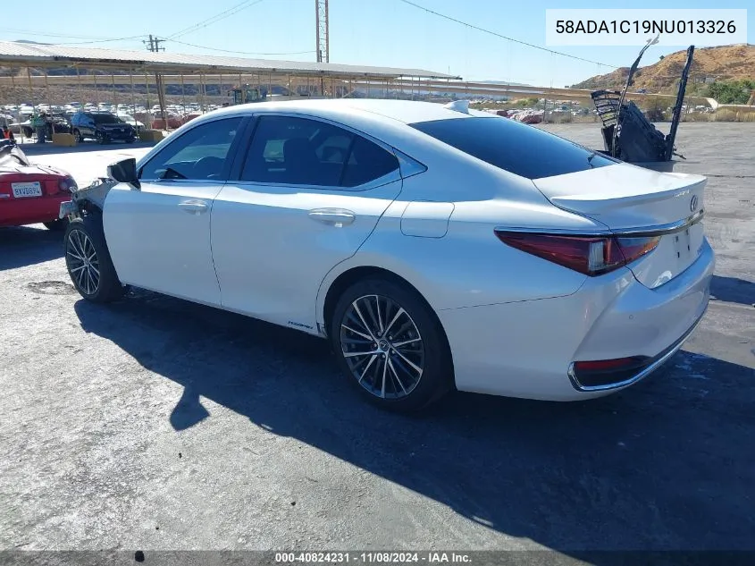 2022 Lexus Es 300H VIN: 58ADA1C19NU013326 Lot: 40824231