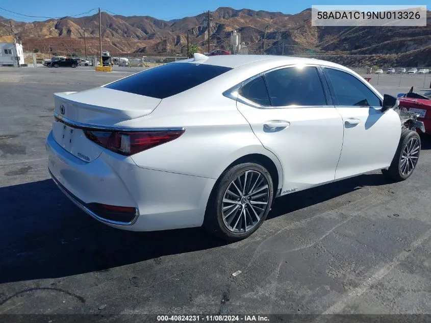 2022 Lexus Es 300H VIN: 58ADA1C19NU013326 Lot: 40824231