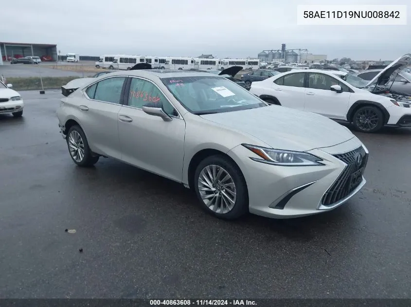 2022 Lexus Es 250 Luxury VIN: 58AE11D19NU008842 Lot: 40863608