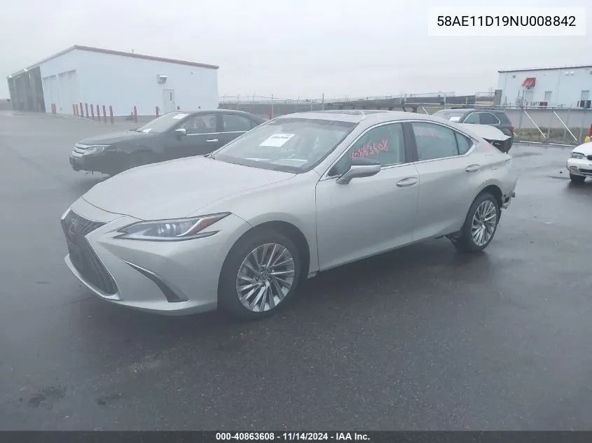 2022 Lexus Es 250 Luxury VIN: 58AE11D19NU008842 Lot: 40863608