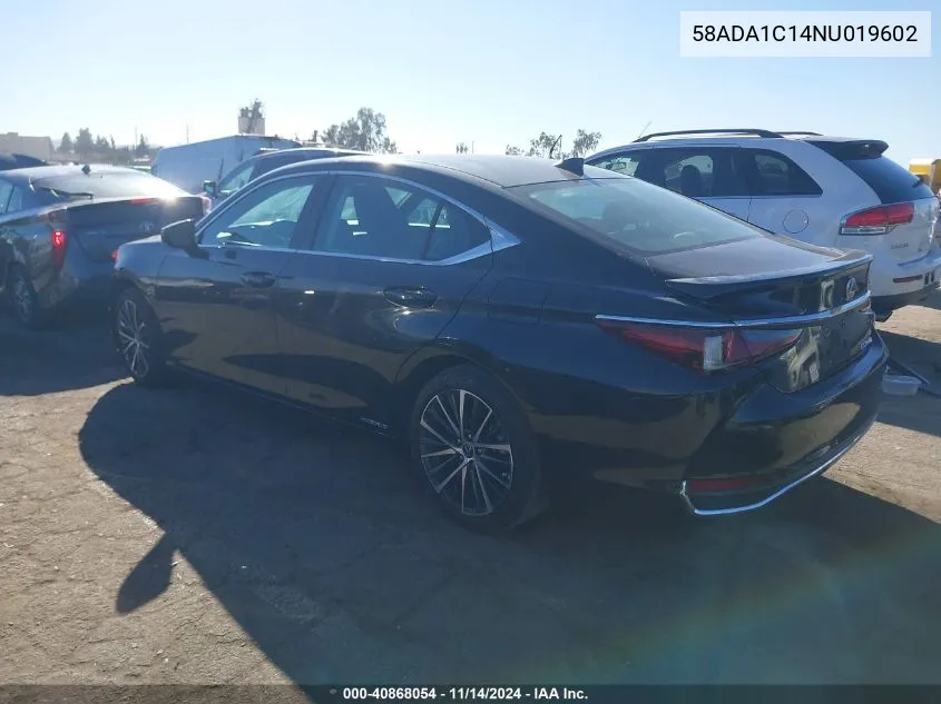 2022 Lexus Es 300H VIN: 58ADA1C14NU019602 Lot: 40868054