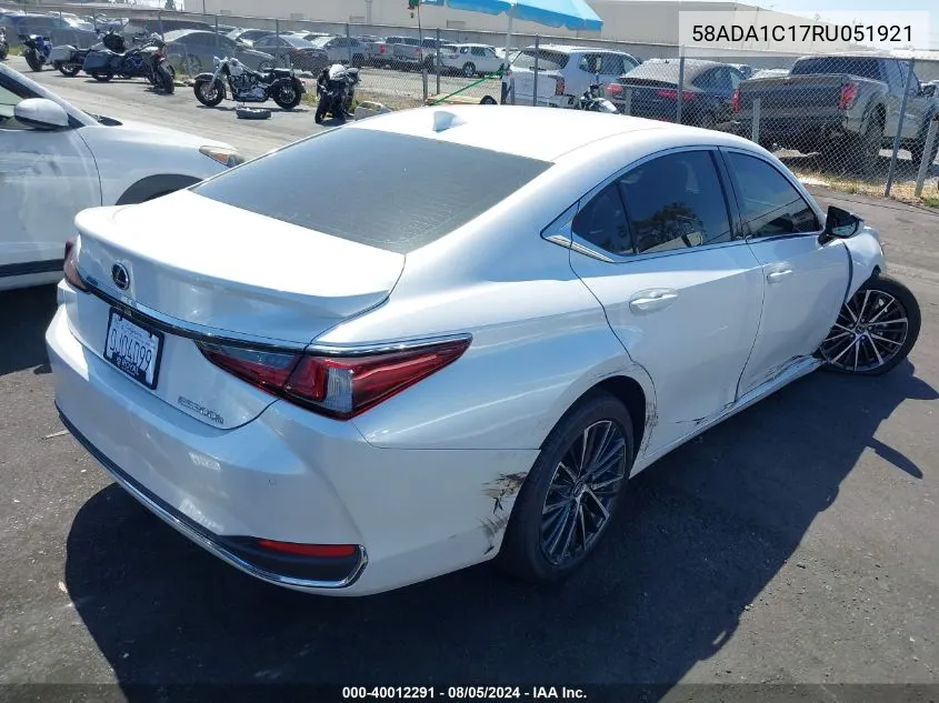 2024 Lexus Es 300H VIN: 58ADA1C17RU051921 Lot: 40012291