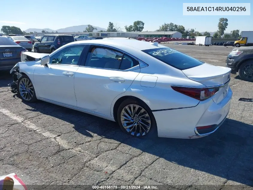 2024 Lexus Es 300H Base/300H Luxury/300 VIN: 58AEA1C14RU040296 Lot: 40156175