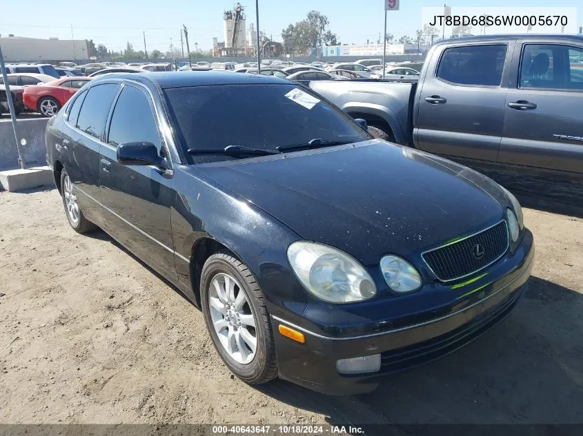 1998 Lexus Gs 300 VIN: JT8BD68S6W0005670 Lot: 40643647