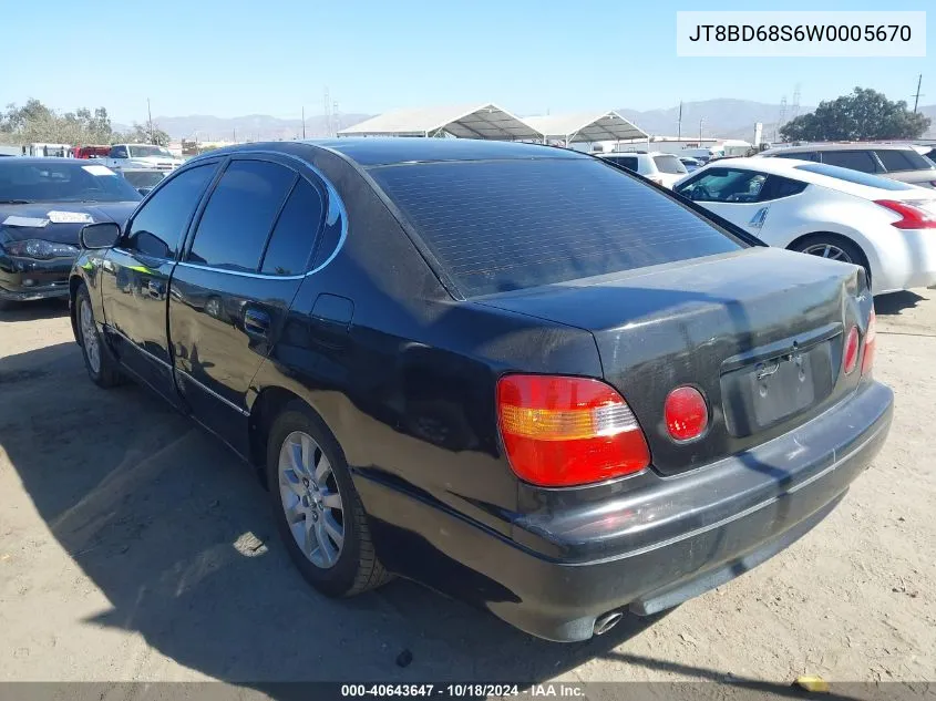 1998 Lexus Gs 300 VIN: JT8BD68S6W0005670 Lot: 40643647