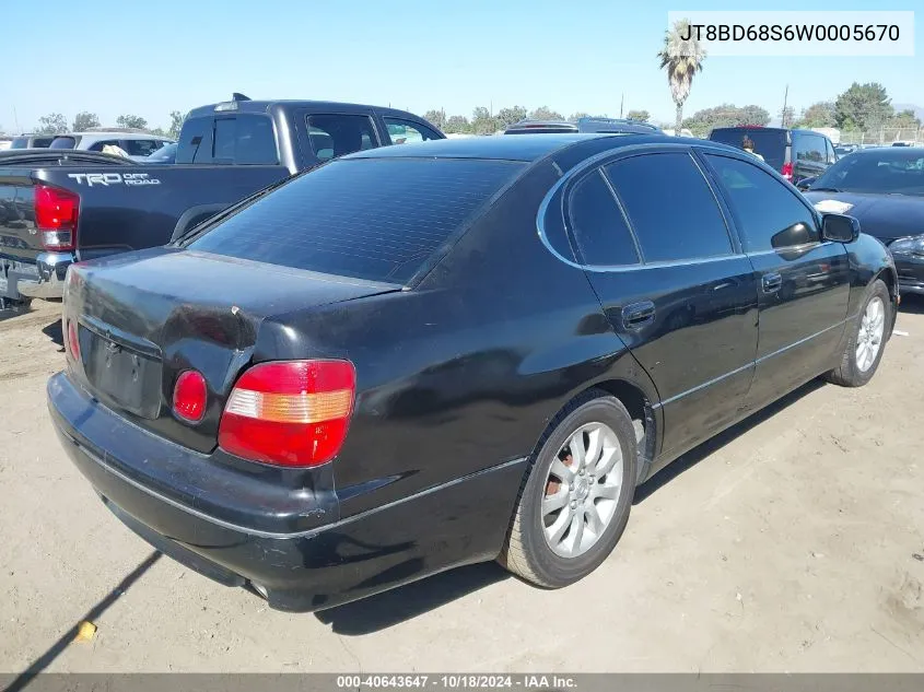 1998 Lexus Gs 300 VIN: JT8BD68S6W0005670 Lot: 40643647