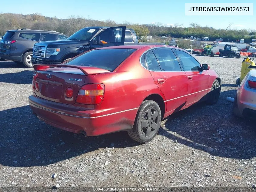 1998 Lexus Gs 300 300 VIN: JT8BD68S3W0026573 Lot: 40813649