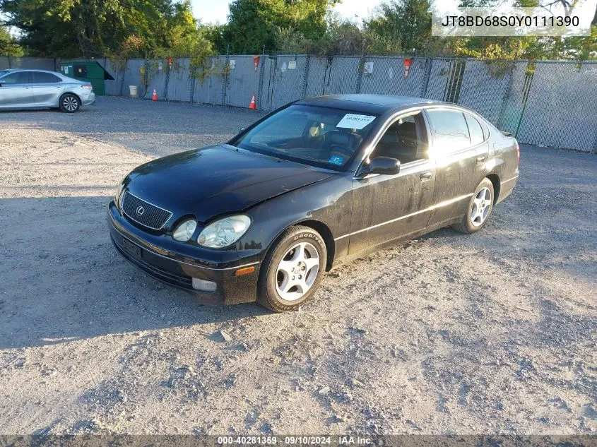 2000 Lexus Gs 300 VIN: JT8BD68S0Y0111390 Lot: 40281359